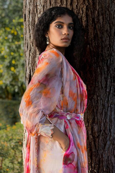 Buy 17:17 By Simmi Saboo Red Muslin Paint Brush Effect Asymmetric Neck Pleased Jumpsuit And Drape Set Online at Aza Fashions Buy_17:17 By Simmi Saboo_Red Muslin Paint Brush Effect Asymmetric Neck Pleased Jumpsuit And Drape Set _Online_at_Aza_Fashions