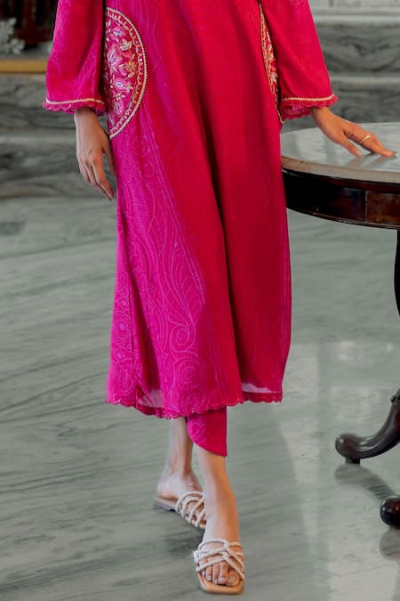 17:17 By Simmi Saboo Pink Muslin Placement Embroidery Sebastian Mandala Pattern Kurta With Pant Online at Aza Fashions 17:17 By Simmi Saboo_Pink Muslin Placement Embroidery Sebastian Mandala Pattern Kurta With Pant _Online_at_Aza_Fashions