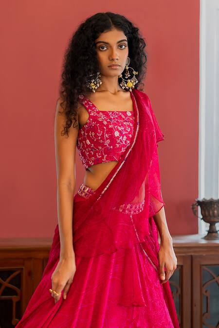 Shop 17:17 By Simmi Saboo Pink Muslin Embroidery Square Neck Finley Lehenga Set Online at Aza Fashions Shop_17:17 By Simmi Saboo_Pink Muslin Embroidery Square Neck Finley Lehenga Set _Online_at_Aza_Fashions