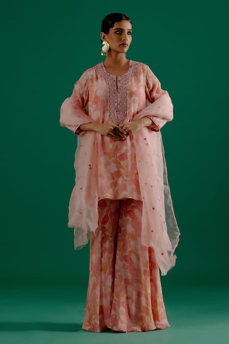 Sitaraa Mohini Floral Print Kurta & Sharara Set 