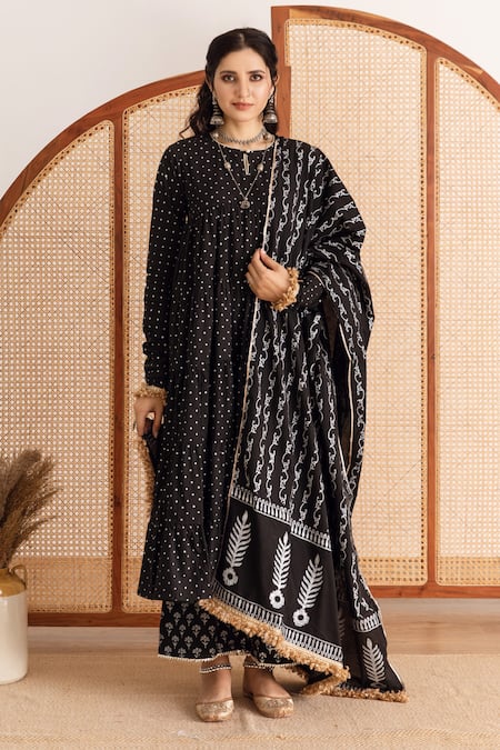 Maison Shefali Printed Tiered Kurta Pant Set 