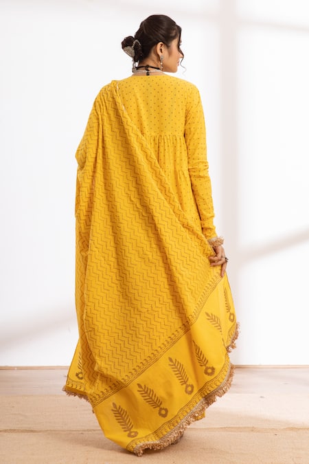 Maison Shefali Polka Zari Print Anarkali Pant Set 