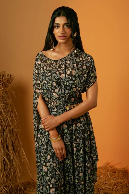 Ria Shah Label Floral Print Kaftan & Flared Pant Set 