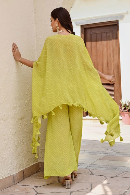 Palak & Mehak Kai Bandhani Print Kaftan With Palazzo 