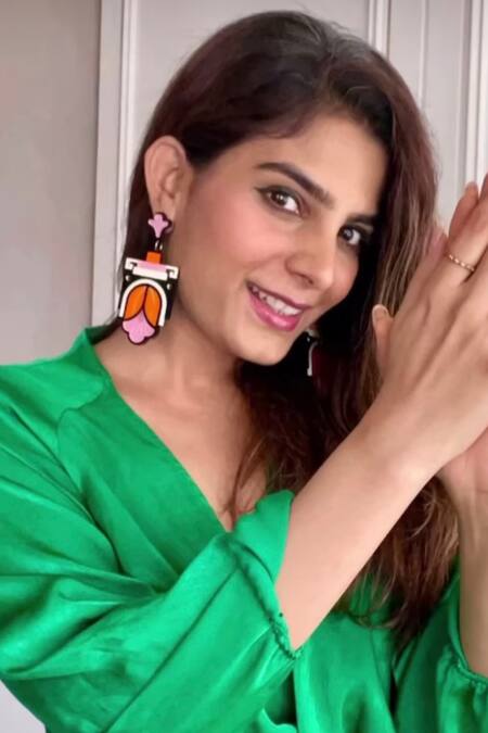 Buy The YV Brand By Yashvi Vanani Orange The Ancient Tulip Dangler Earrings Online at Aza Fashions Buy_The YV Brand By Yashvi Vanani_Orange The Ancient Tulip Dangler Earrings_Online_at_Aza_Fashions