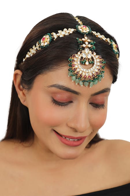 Riana Jewellery Carved Bead Drop Mathapatti 