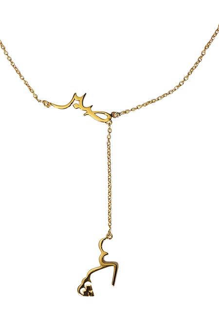 Shop Eina Ahluwalia Gold Plated Sterling Silver Pendant Necklace at Aza Fashions Shop_Eina Ahluwalia_Gold Plated Sterling Silver Pendant Necklace_at_Aza_Fashions