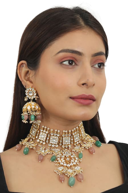 Riana Jewellery Stone Embellished Necklace Set 