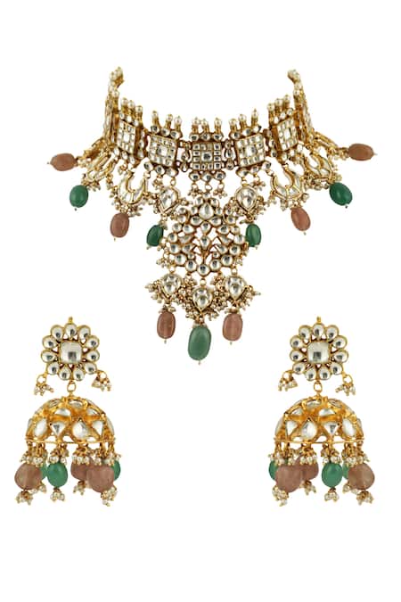 Riana Jewellery Stone Embellished Necklace Set 