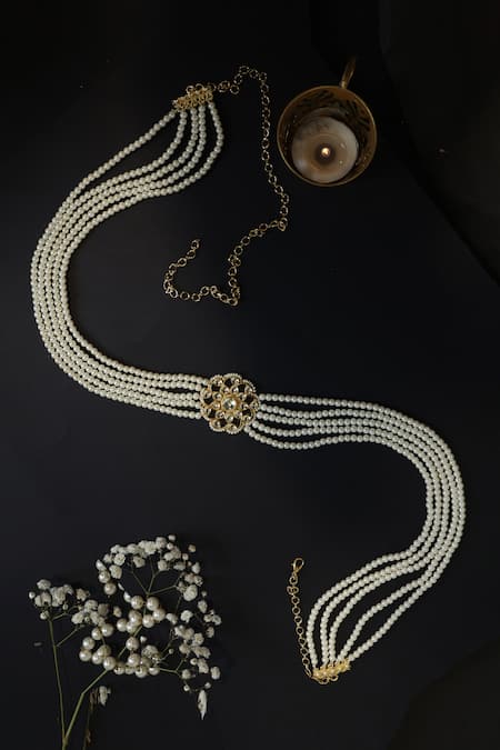 Paisley Pop Kundan & Pearl Waist Belt 