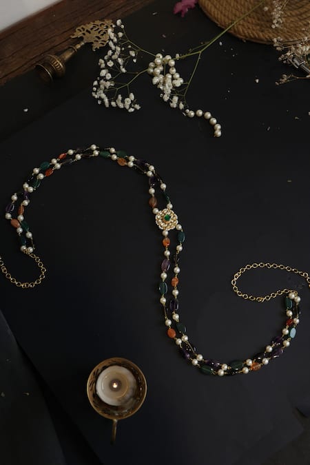 Paisley Pop Gold Plated Kundan Waist Belt 