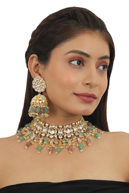 Riana Jewellery Stone Embellished Necklace Set 