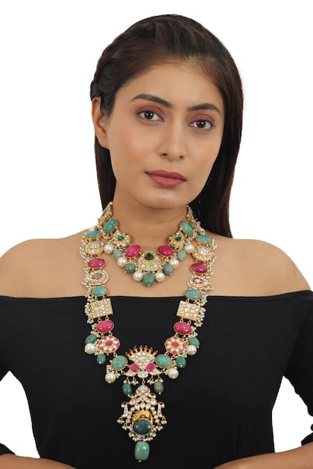 Riana Jewellery Stone Embellished Necklace Set 