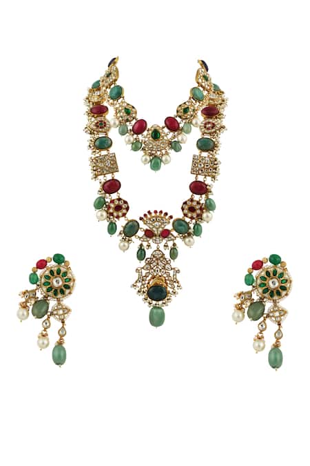 Riana Jewellery Stone Embellished Necklace Set 