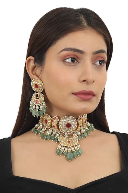 Riana Jewellery Stone Embellished Necklace Set 