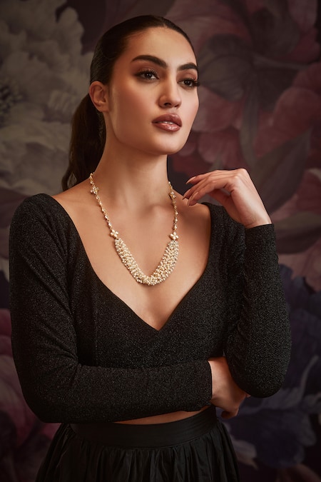 Paisley Pop Gold Plated Polki Pearl Contemporary Necklace