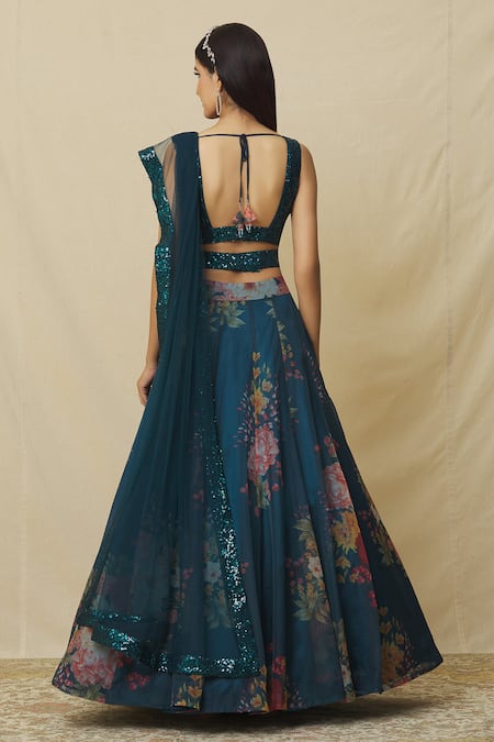 Angad Singh Floral Blossom Print Lehenga Set 