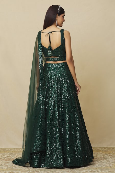 Angad Singh Sequin Embellished Flared Lehenga Set 