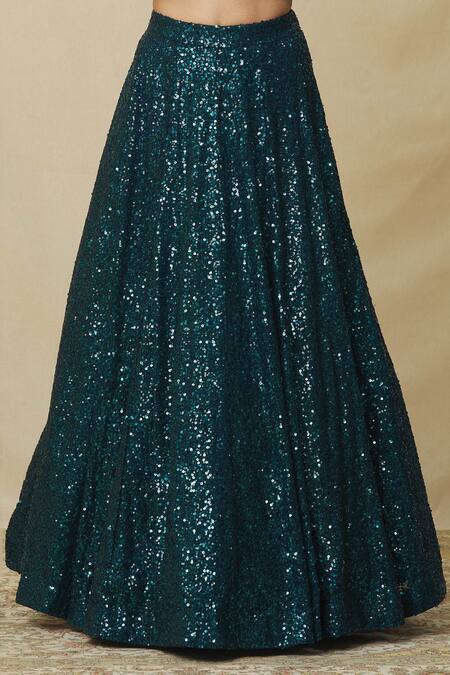 Buy_Angad Singh_Blue Georgette Crystals, Sequins V-neck Metallic Embellished Lehenga Set _Online_at_Aza_Fashions