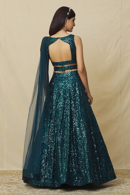 Angad Singh Metallic Sequin Embellished Lehenga Set 