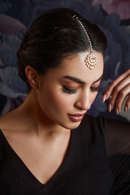 Buy_Paisley Pop_Gold Plated Kundan Maangtikka  _Online_at_Aza_Fashions