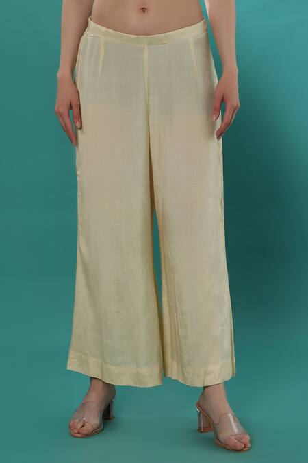 Buy_Bha Sha_Ivory Georgette, Net, Satin, Silk, Polyester Embroidery, Anarkali Pant Set 