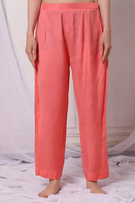 Bha Sha_Pink Georgette, Silk, Net Sequins, Pearls, Cut Work Floral Print Kurta Pant Set _at_Aza_Fashions