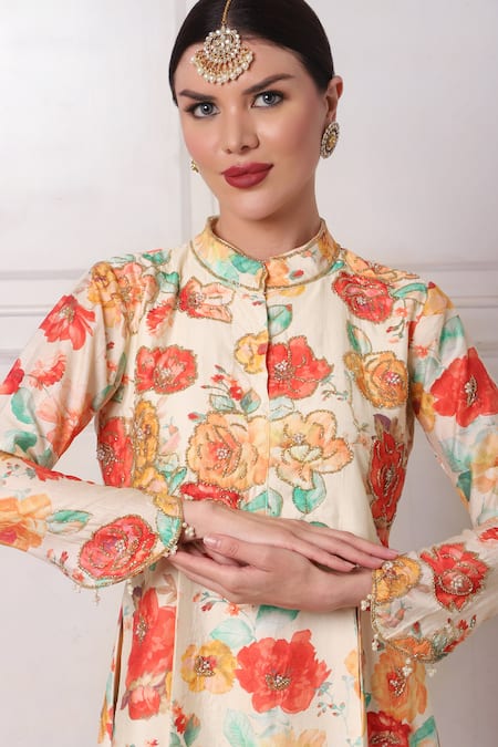 Bha Sha Ivory Chanderi, Net Pearls, Sequins, Beads Panelled Embroidered Lehenga Set at Aza Fashions Bha Sha_Ivory Chanderi, Net Pearls, Sequins, Beads Panelled Embroidered Lehenga Set _at_Aza_Fashions