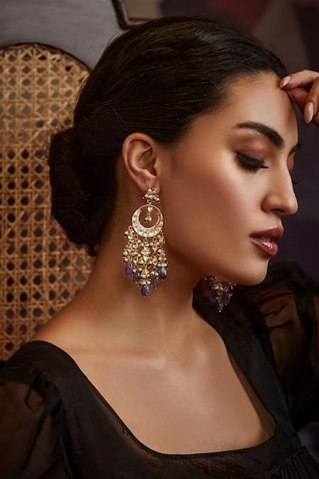 Paisley Pop Kundan Chandbali Earrings 