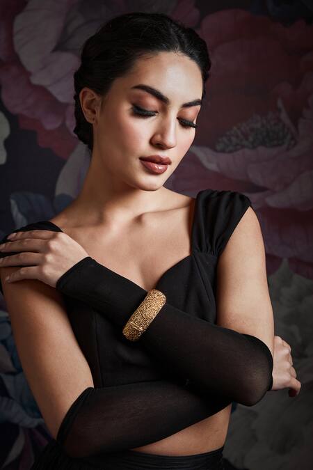 Buy Paisley Pop Gold Plated Embossed Bangle at Aza Fashions Buy_Paisley Pop_Gold Plated Embossed Bangle_at_Aza_Fashions