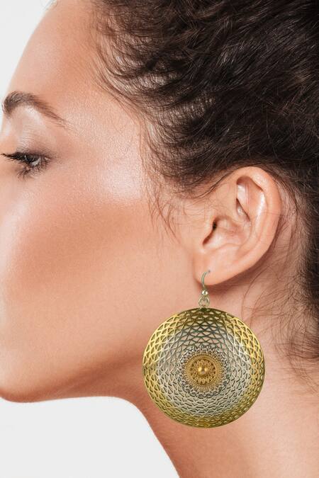 Earrings - Shop Online Blue Colour Circle Shape Earrings