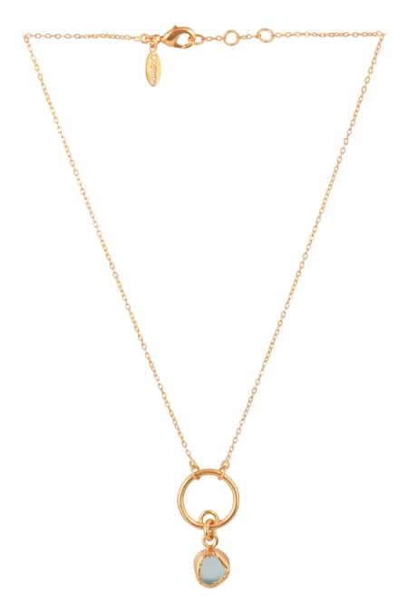 Shop Zariin Gold Plated Studded Pendant Necklace at Aza Fashions Shop_Zariin_Gold Plated Studded Pendant Necklace _at_Aza_Fashions