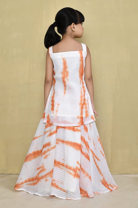 Petite Pomme Tie Dye Pattern Kurta With Lehenga 