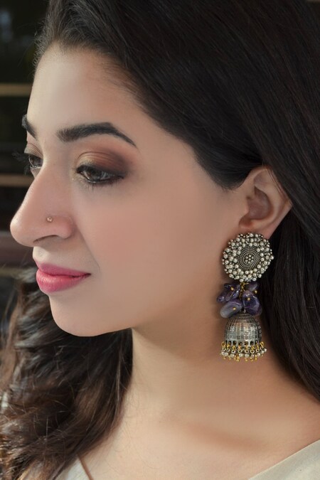 Heer-House Of Jewellery Gold Plated Stones Chaandrani Jhumkas