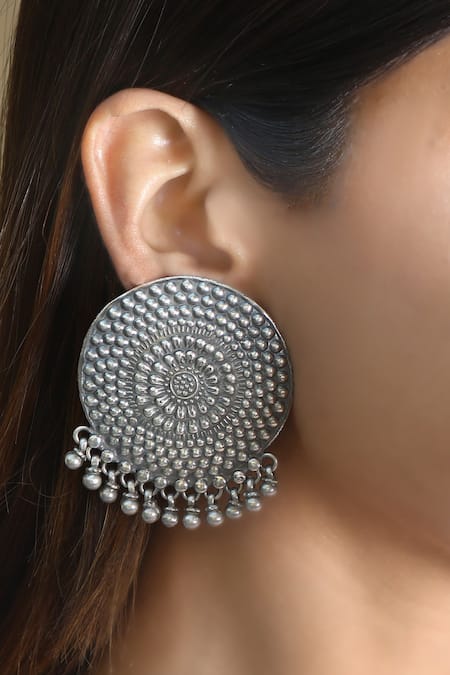 Noor Oxidized Floral Pattern Earrings 