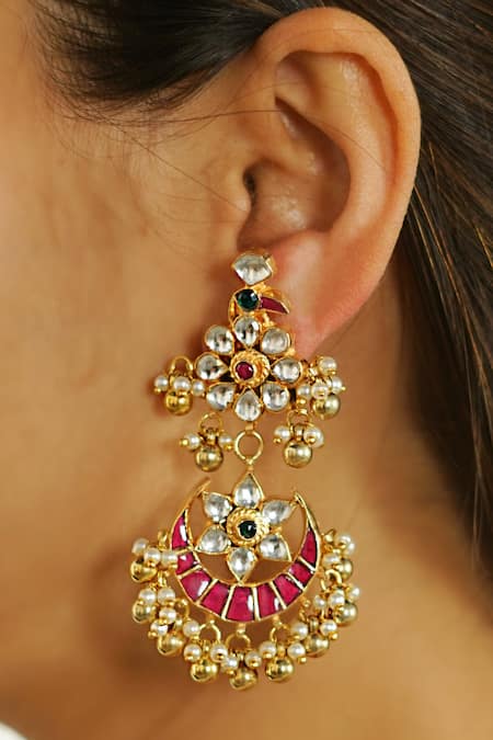 Copper Multicolor Kundan Chandbali Earrings at Rs 450/pair in Mumbai | ID:  2852060671762