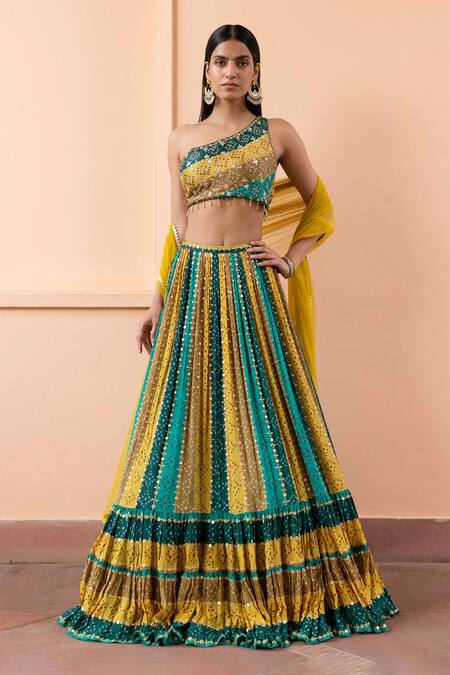 Buy Multi Color Blouse And Lehenga Chinon Embroidery Embellished ...