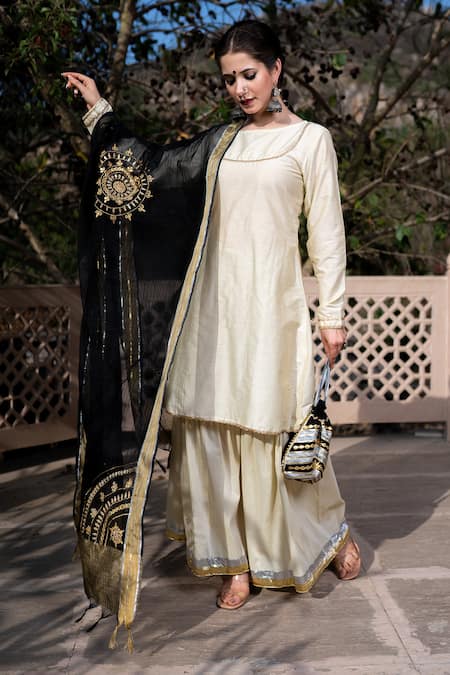 The Home Affair Achkan Sharara Set With Chanderi Dupatta 