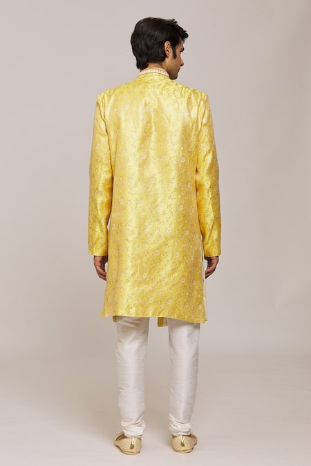 Arihant Rai Sinha Woven Floral Panel Sherwani With Churidar 