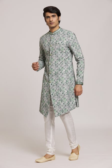 Aryavir Malhotra Mosaic Digital Print Sherwani With Churidar 