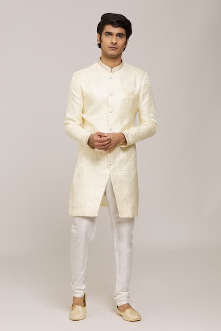 Aryavir Malhotra Woven Floral Blossom Sherwani With Churidar 