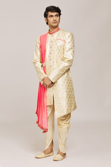 Aryavir Malhotra Floral Woven Sherwani With Dhoti Pant 