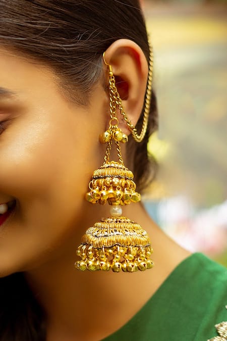 Kanyaadhan By Dhirajaayushi Ghungroo Drop Layered Jhumkis 