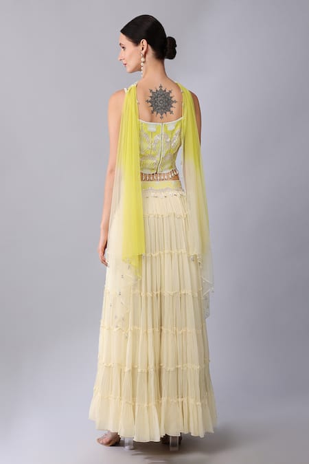 Keith Gomes Flower Embroidered Blouse Skirt Set 