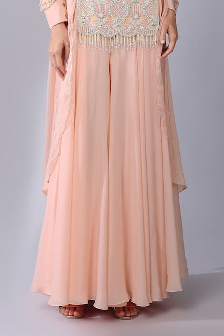 Buy Keith Gomes Pink Chiffon, Silk Organza Pearls, Sequins Round Embroidered Tunic And Palazzo Set Online at Aza Fashions Buy_Keith Gomes_Pink Chiffon, Silk Organza Pearls, Sequins Round Embroidered Tunic And Palazzo Set _Online_at_Aza_Fashions