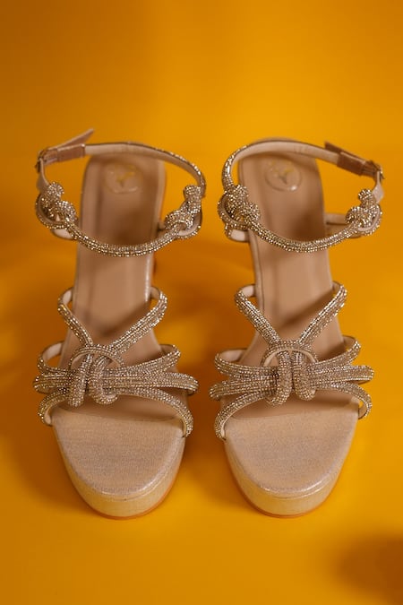 Buy_Sana K luxurious Footwear_White Rhinestones Miss D Embellished Heels _Online_at_Aza_Fashions