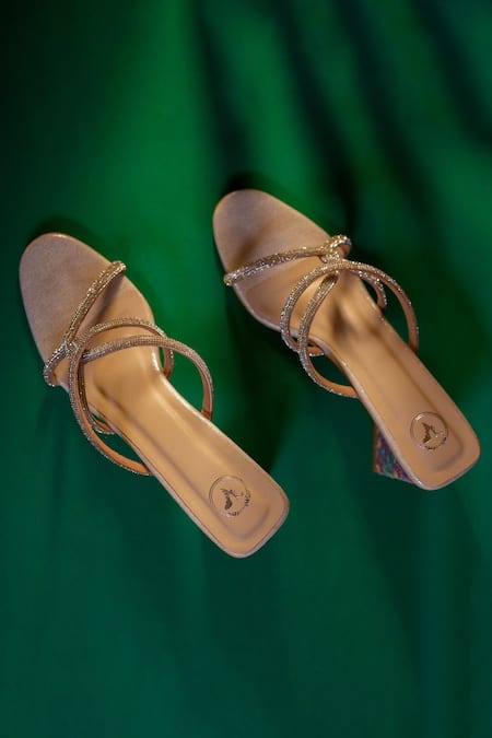 Sana K luxurious Footwear_Silver Rhinestones Unicorn Embellished Heels _Online_at_Aza_Fashions