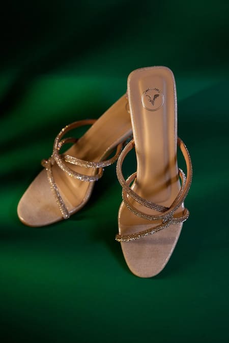 Buy_Sana K luxurious Footwear_Silver Rhinestones Unicorn Embellished Heels _Online_at_Aza_Fashions