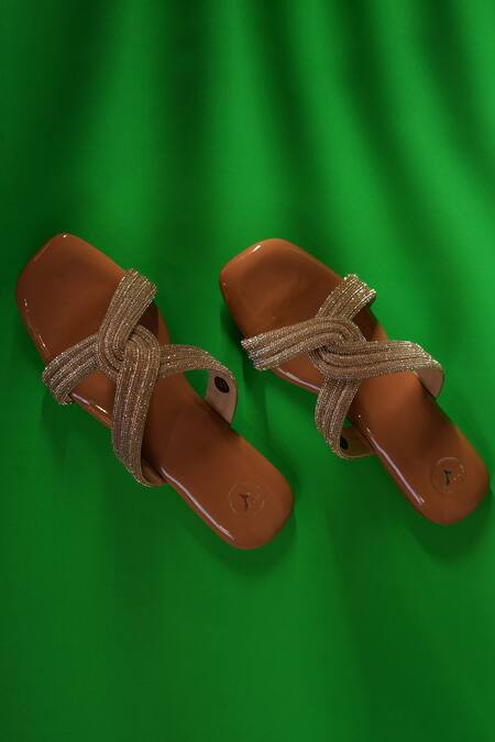 Buy Sana K luxurious Footwear Beige String Stone Embellished Cord Flats Online at Aza Fashions Buy_Sana K luxurious Footwear_Beige String Stone Embellished Cord Flats _Online_at_Aza_Fashions
