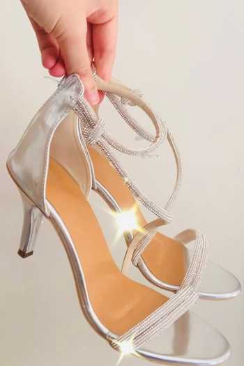 Shop Sana K luxurious Footwear Silver Rhinestones Ananya Embellished Heels at Aza Fashions Shop_Sana K luxurious Footwear_Silver Rhinestones Ananya Embellished Heels _at_Aza_Fashions